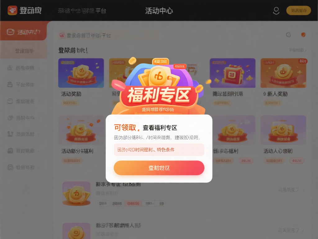 查看福利专区
登录后，进入平台的“活动中心”或“